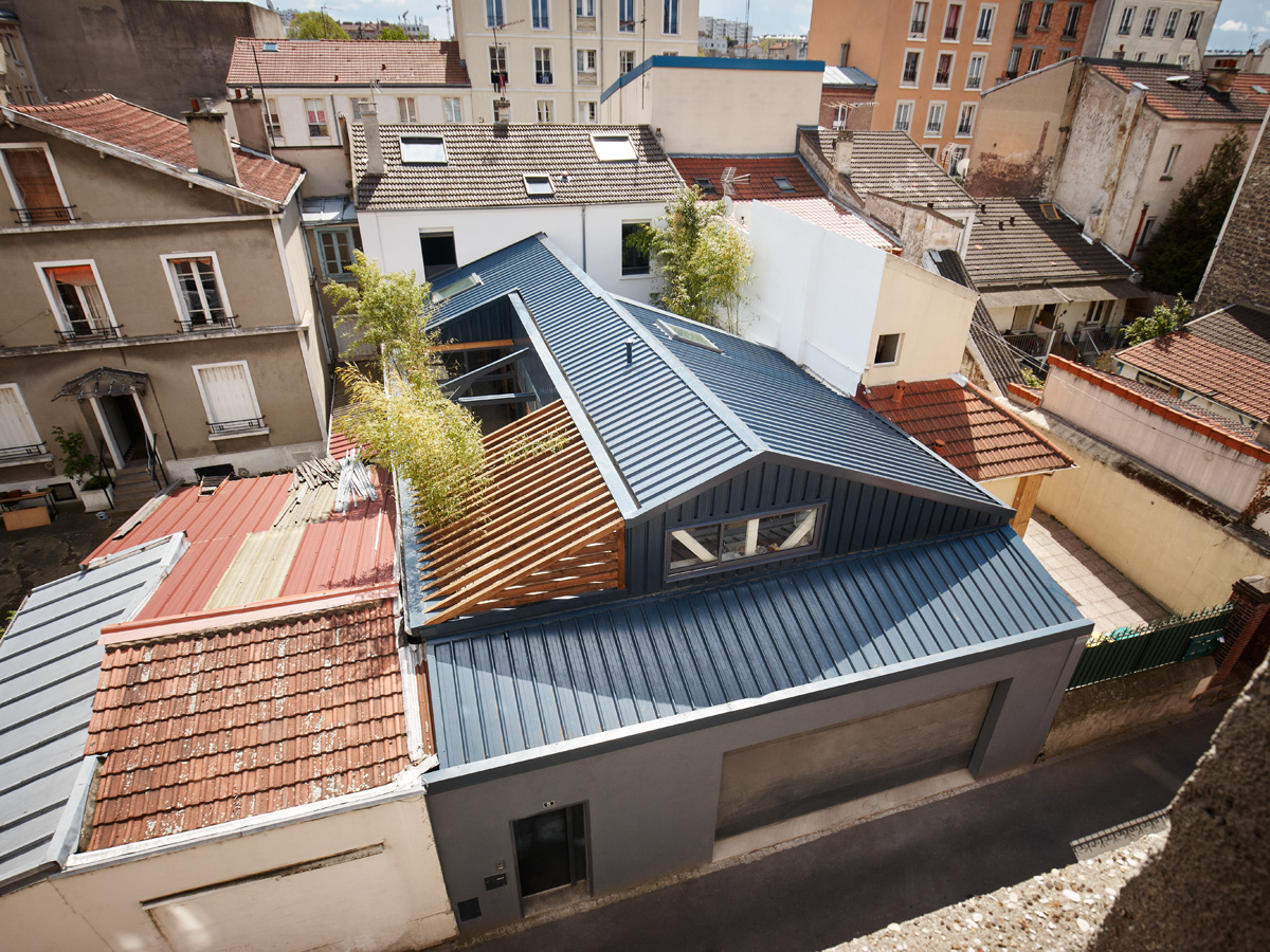Construction maison de ville : vue de la toiture