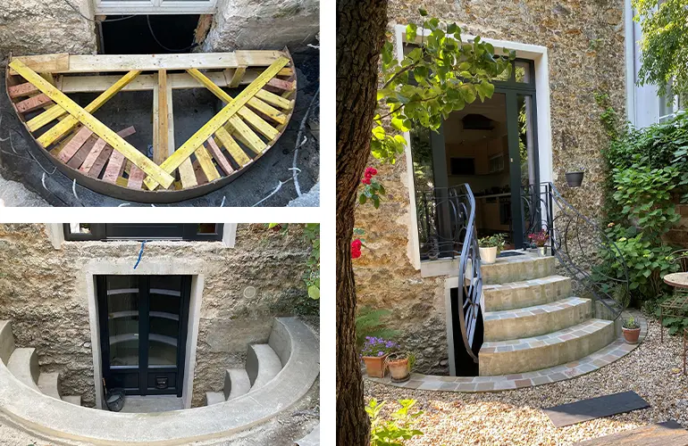 Travaux de création d'un escalier extérieur