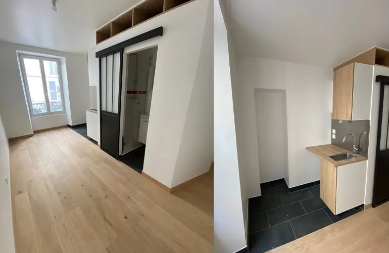 Rénovation et Isolation complète y compris le sol d'un studio de 20m2 à Paris
