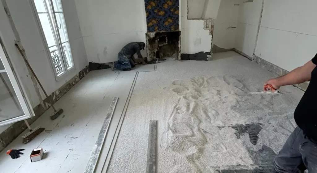 Pose d'une chape-sèche dans un appartement ancien à paris