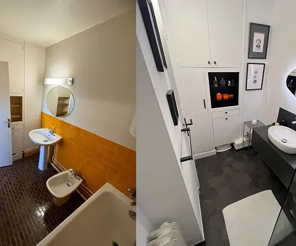 La salle de bain a été entièrement rénovée pour un confort optimal et un design contemporain.